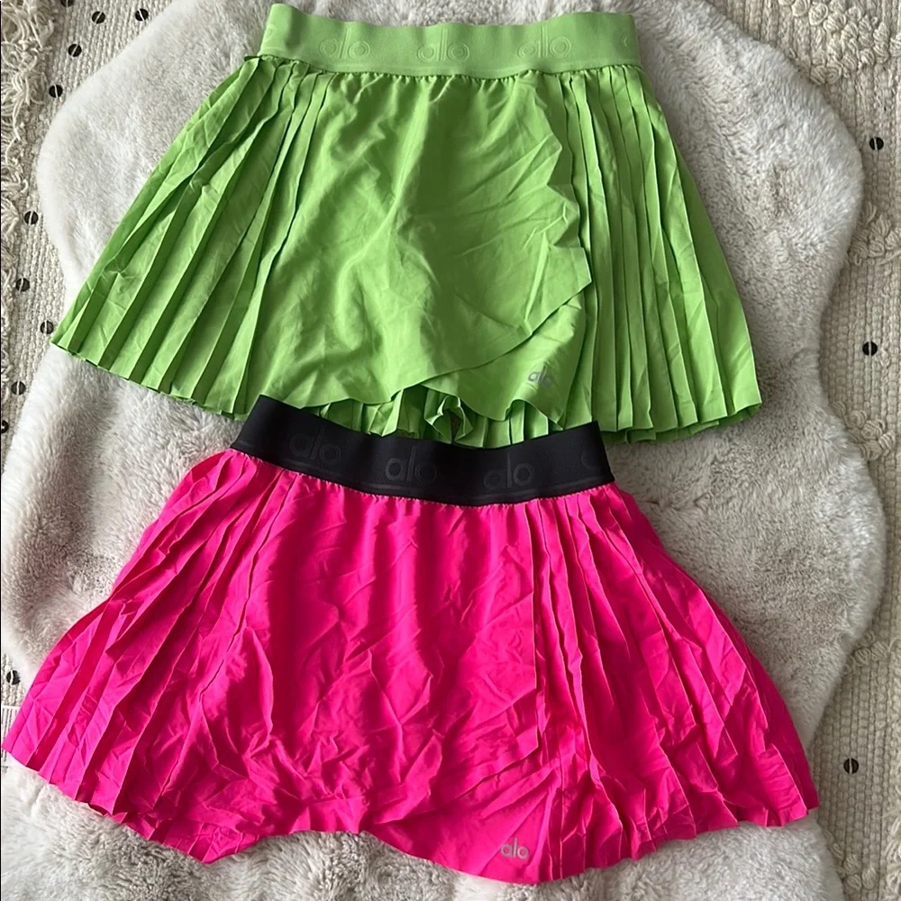 ALO Yoga Mini Skirt in Green and Pink